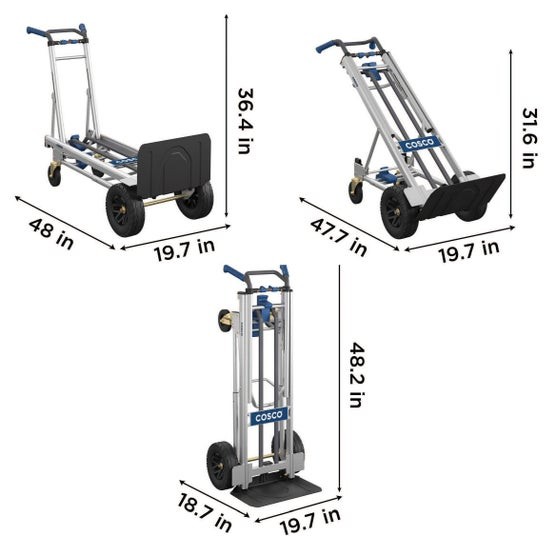 COSCO 5-in-1 Convertible Hand Truck, Position Extendable Handle, Aluminum, NEW