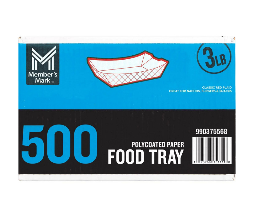 Members Mark Heavy Duty Paper Food Trays 3 lbs, 500 Count Bulk Pack