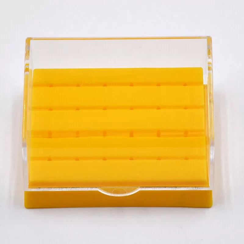 24 Holes Plastic Dental Lab Bur Holder Burs Block Drills Instrument Case Box