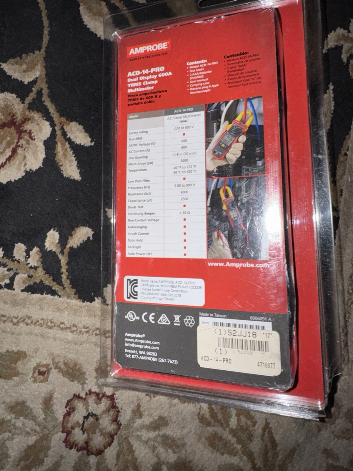 Amprobe ACD-14-PRO Dual Display 600A TRMS Clamp Multimeter True RMS CAT III 6000