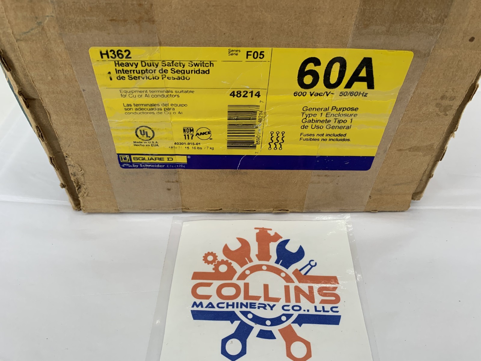 Square D H362 60A 600VAC 3P Heavy Duty Fusible Safety Switch Indoor NEMA 1