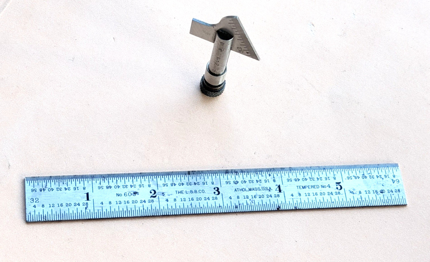 STARRETT No.22-C 59 Degree Drill Point Gage W/No. 603R Tempered Steel Rule. USA