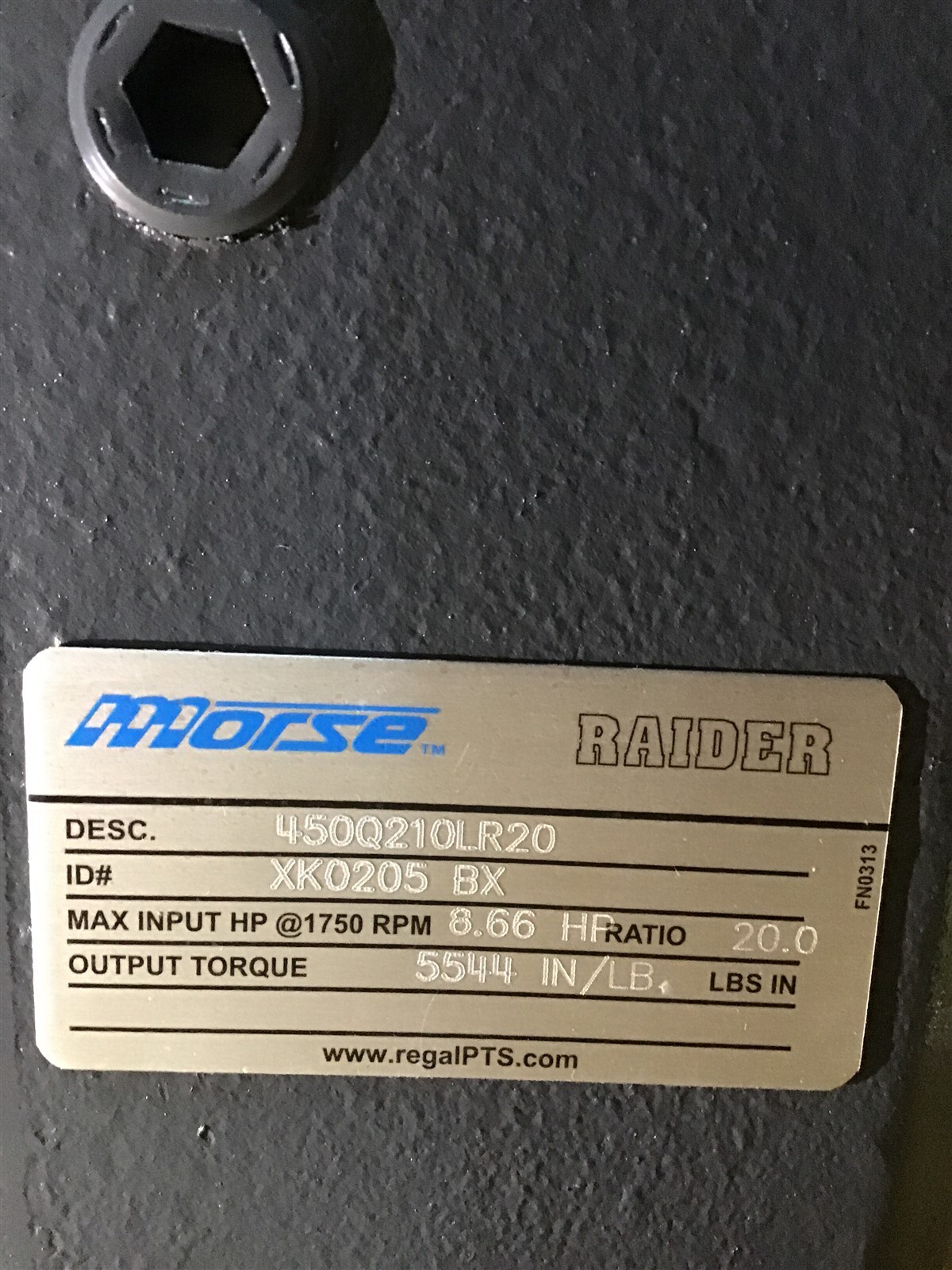 Morse Raider 375Q140H60 2.39HP 60:1 Ratio Output Torque 3760 In/Lb