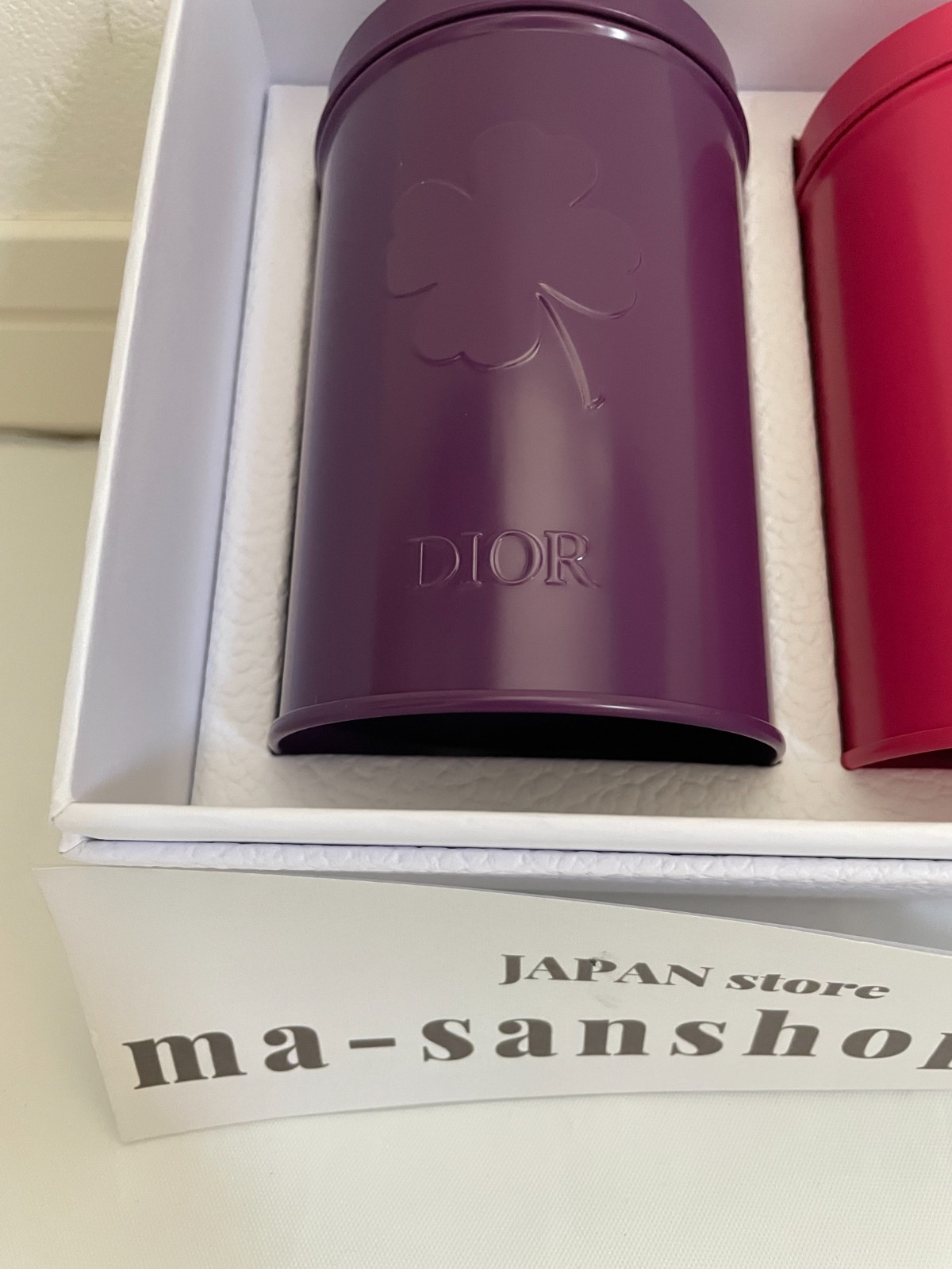 Christian Dior canister can Authentic novelty Purple Pink Glay steel