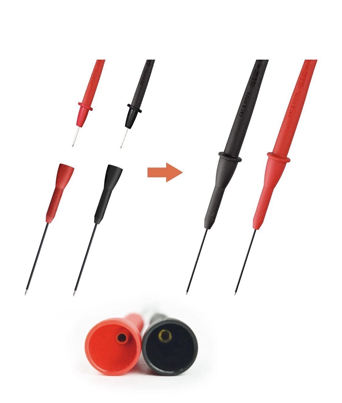 4 Pack 2mm Extended Needle Test Probes 600v/10a Nondestructive Multimeter Test P