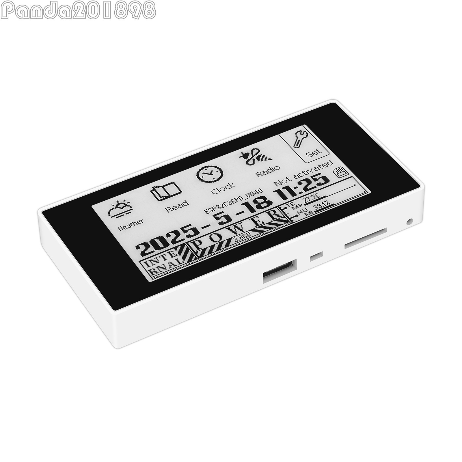 HAMGEEK RW01 Mini E-Ink Reader E-Book Reader (Black Panel) for Weather Clock