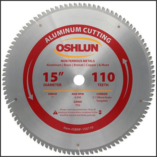 OSHLUN SBNF-150110 15″ 110 Tooth Aluminum Cutting Saw Blade