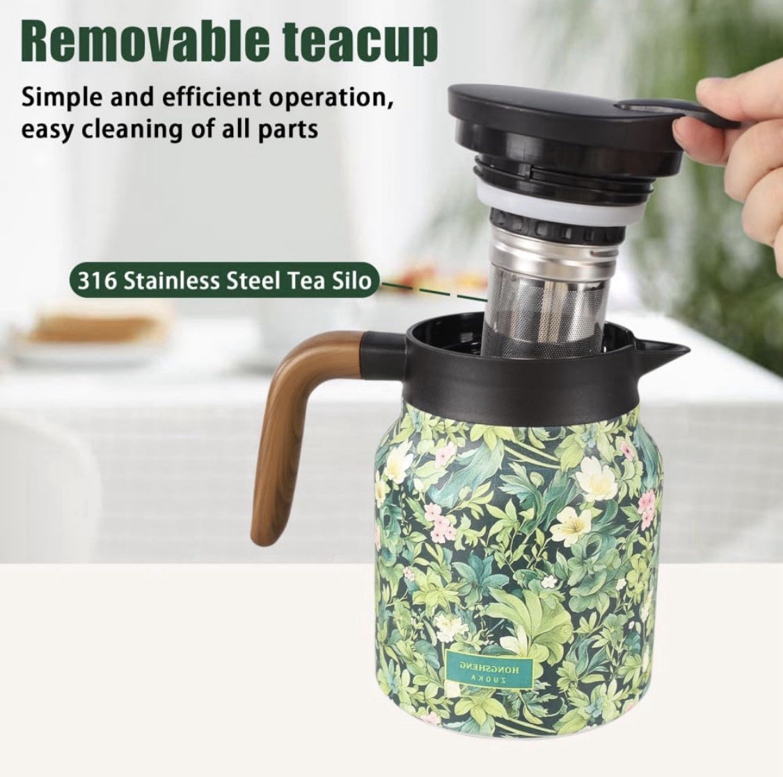 Vintage Floral Pattern Tea pot with infuser, Tea pot with infusers NO BOX