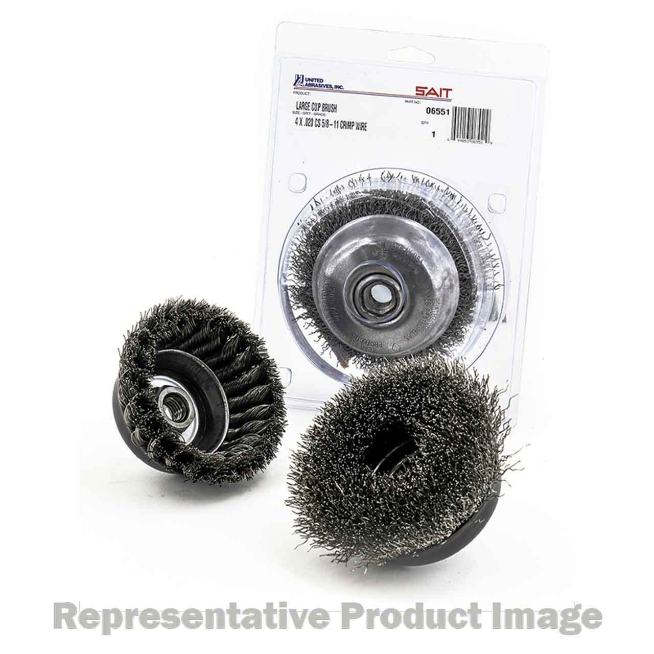 United Abrasives 09554 5×5/8-11 Stainless Steel Large Cup Brush CRIMPED Wire