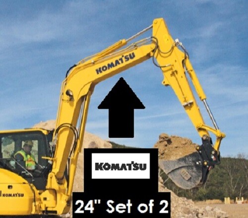 Komatsu 24” Black Vinyl Decal Sticker (Set of 2) Mini Excavator Loader 4×4