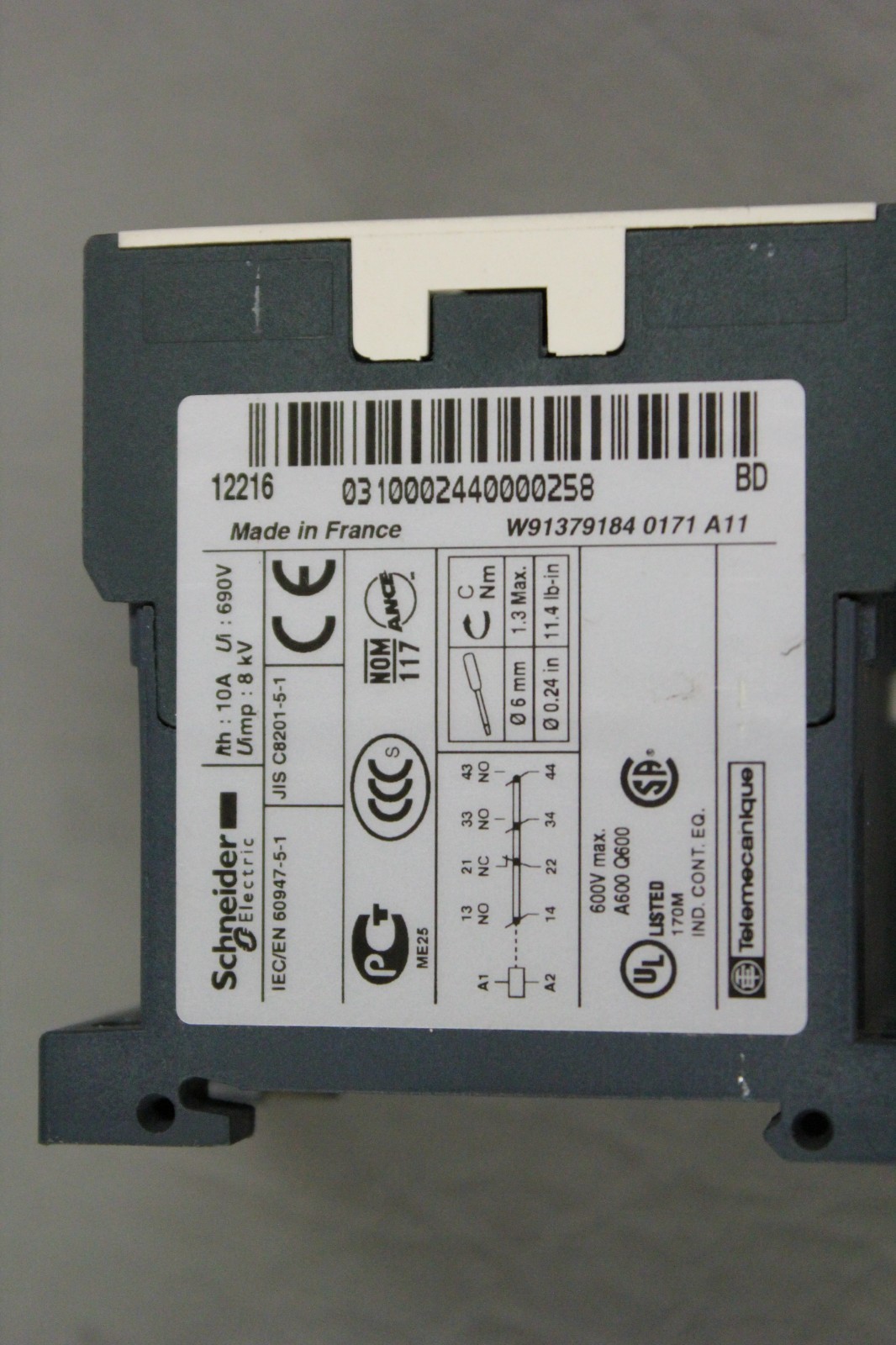 SCHNIEDER ELECTRIC CA3KN31BD 50947-5-1 CONTROL RELAY