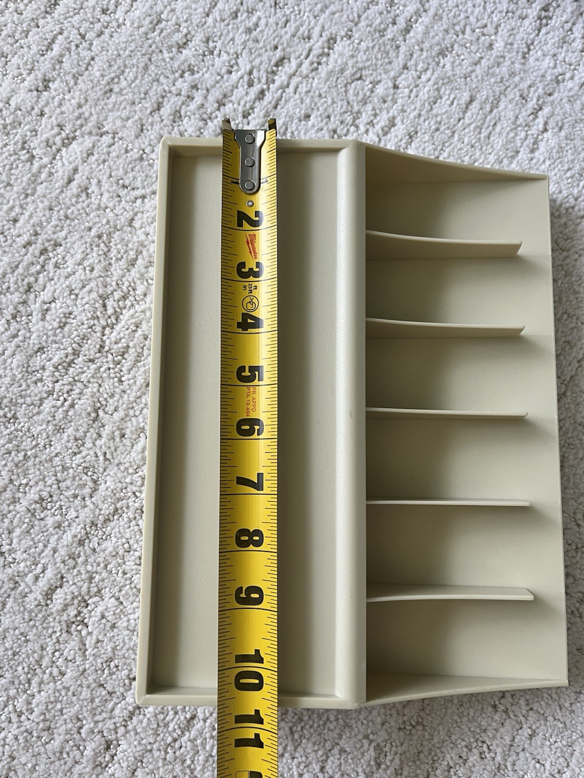 Vintage Beige Plastic Currency Strap Organizer Bank Teller Bill Band Rack 6 Slot