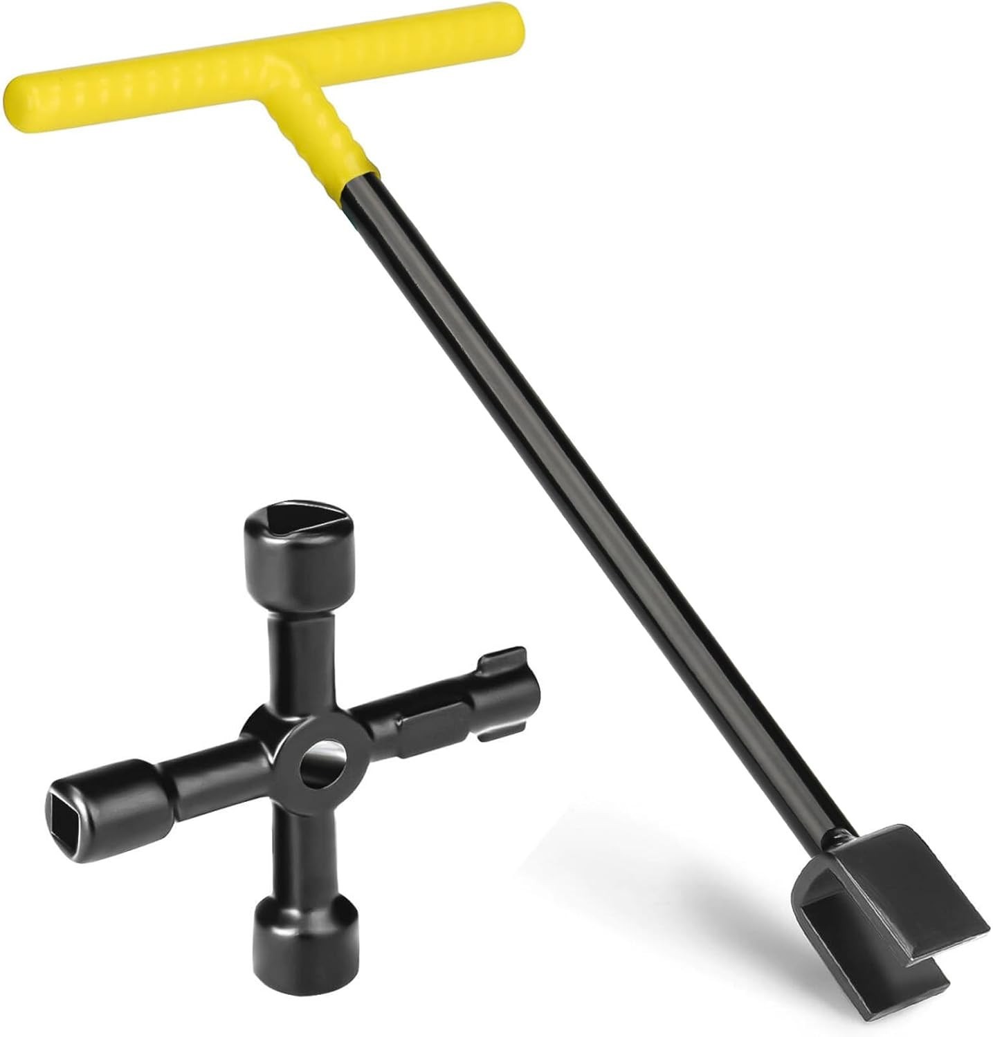 17″ Water Meter Key & 4-Way Utility Wrench Tool – Curb Main Shut Off Valve Steel
