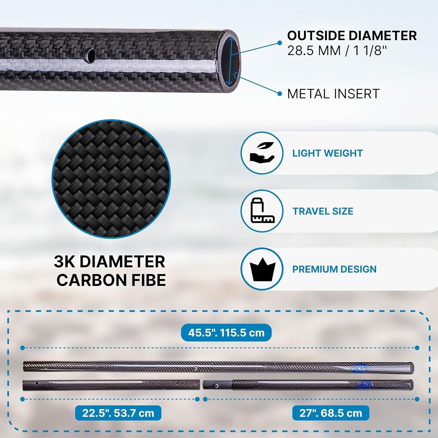 CKG Sand Scoop Handle Pole Metal Detecting Carbon Rod Detector Shovel Sifting