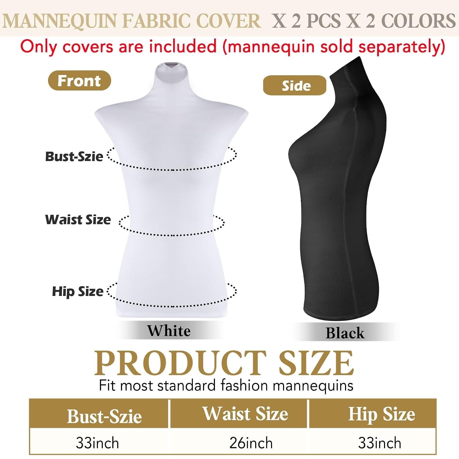 Soft Stretchy Mannequin Fabric Cover – Ideal for Fashion Displays, Black & White