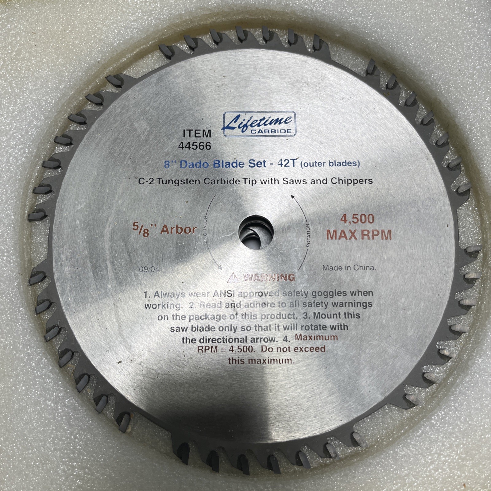 Lifetime Carbide 44566 8″ C2 Tungsten Carbide Tipped 42 Tooth Dado Blade set of7