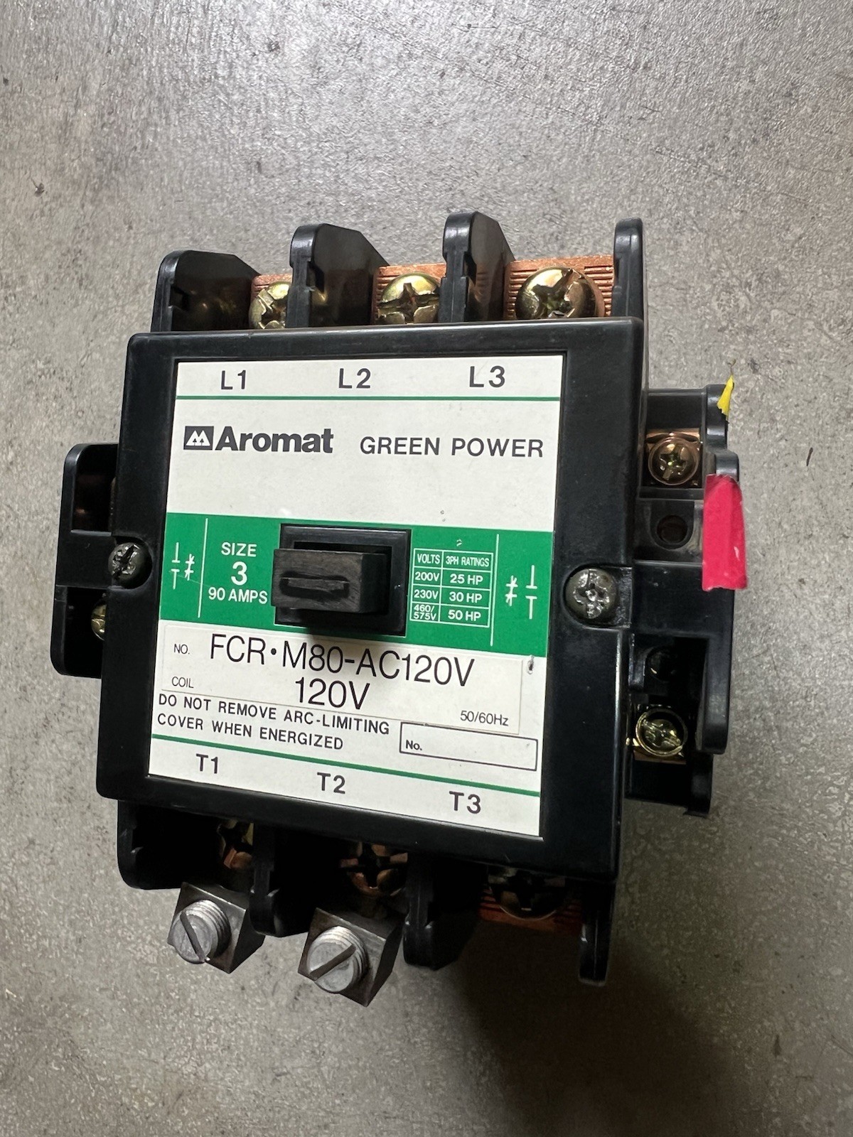 Aromat Green Power NEMA Size 3 Contactor 90A 3-Pole 120V Coil FCR-M80