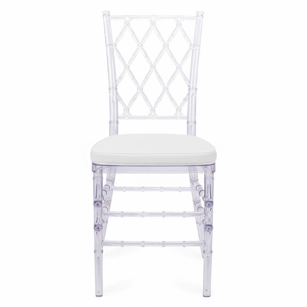 Set of 3 Acrylic Event Chair with Cushion for Wedding – No Assembly Required.
