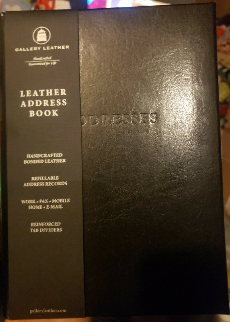 Gallery Leather Desk Address Book 9″×7″ Handcrafted Refillable Black Leather