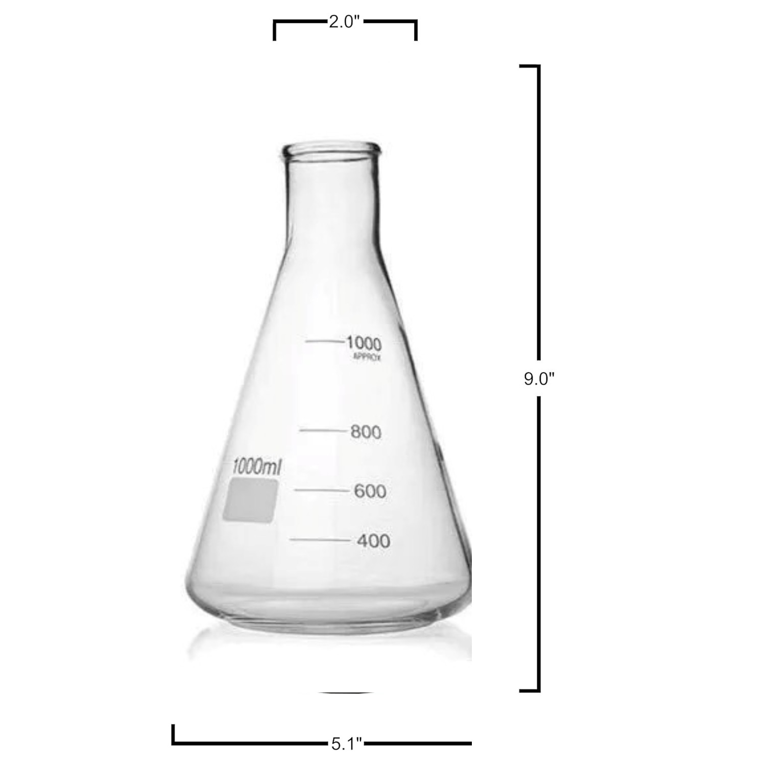 1000ML GLASS NARROW MOUTH ERLENMEYER FLASH