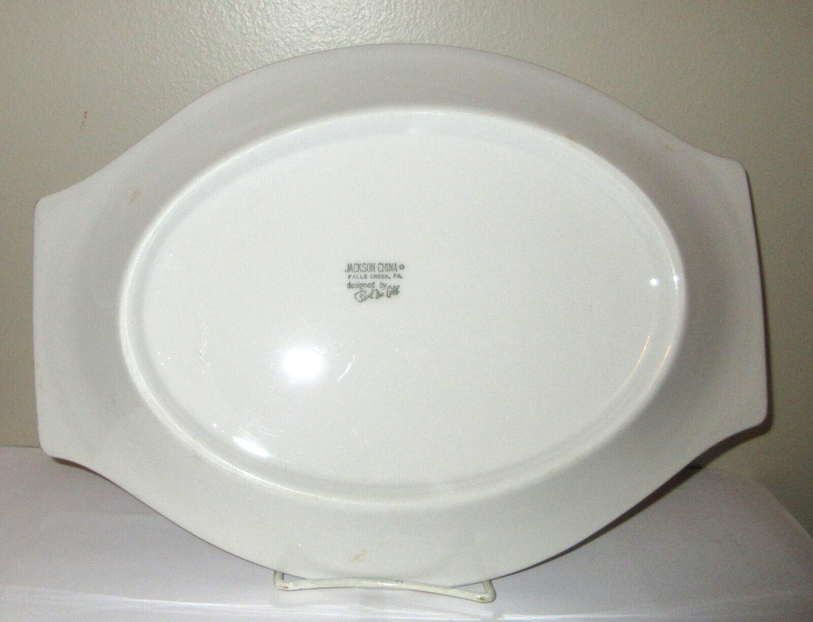 Jackson China Restaurant Ware Platter Paul McCobb Red Coach Inn Oval Lug Handles
