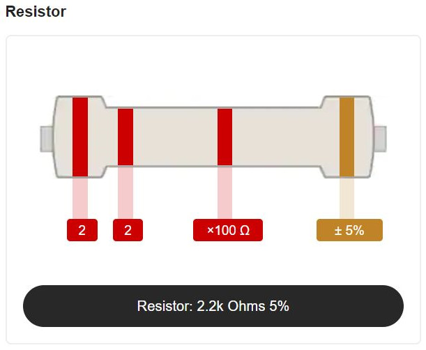 10 Pack – 2.2K 2200 Ohm Ω Resistor 5% Tolerance 1/4W 1/4 Watt Carbon Film PK