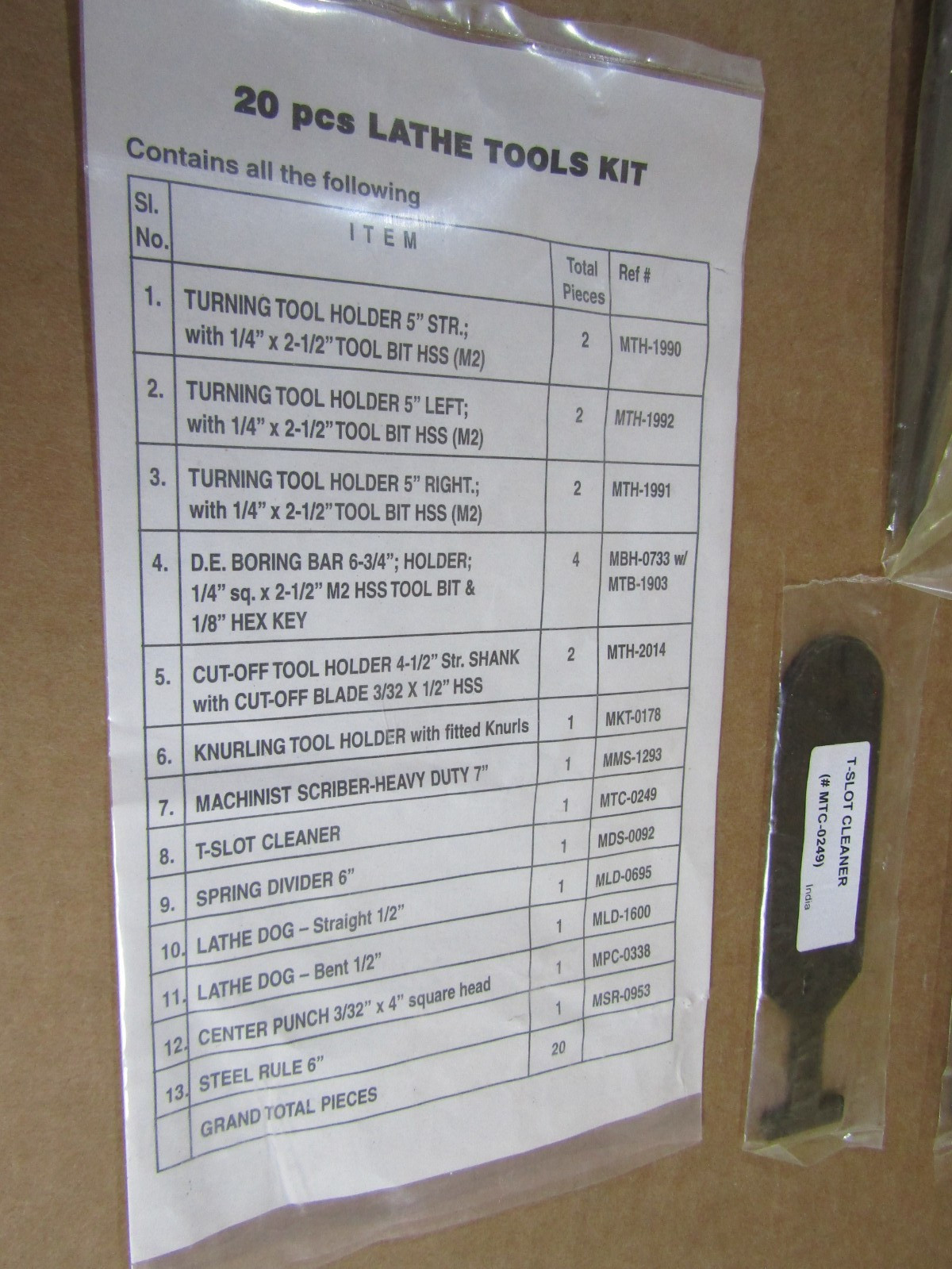 20pc Lathe Tool Kit #P 43536 Made in India
