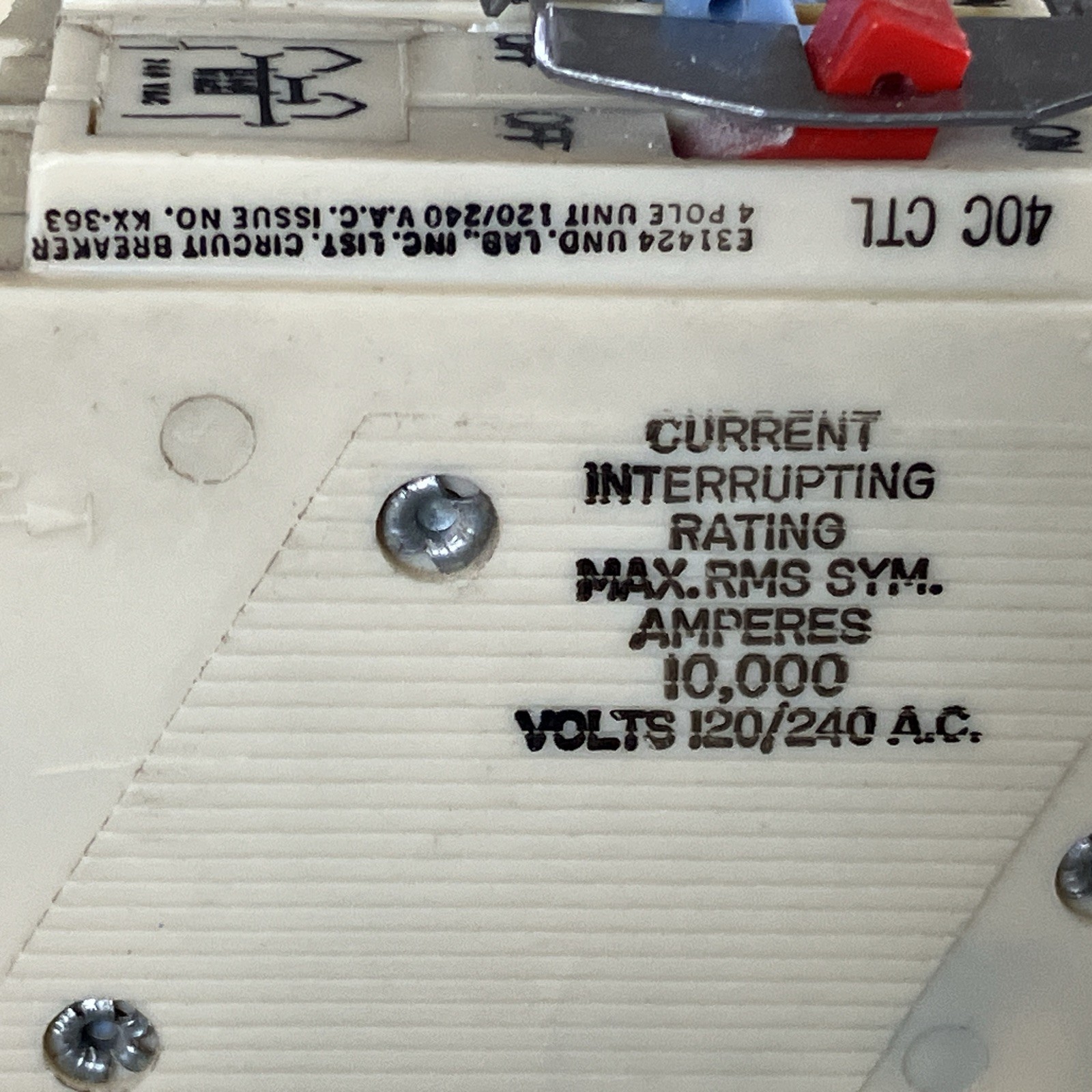 Bryant BQ220-250 BD220250 Old style 4-Pole BARD Quad Breaker White Red / Blue