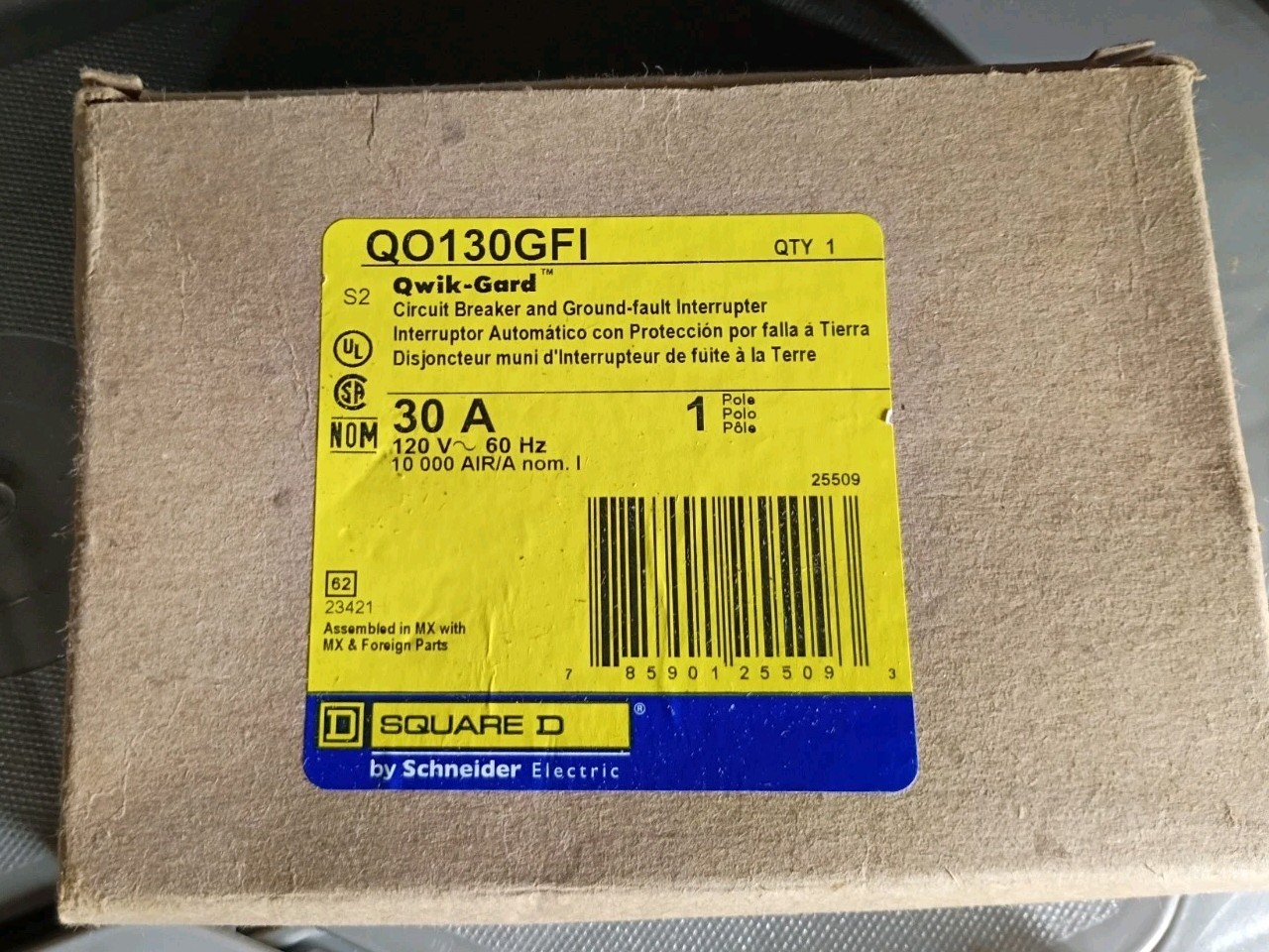 Square D QO130GFI Qwik-Gard 30A 120V 1-Pole GFCI Circuit Breaker