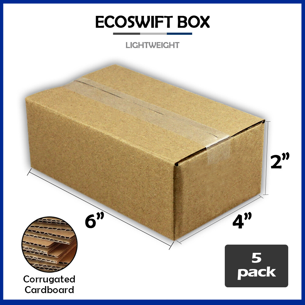 5 6x4x2 “EcoSwift” Brand Cardboard Box Packing Mailing Shipping Corrugated