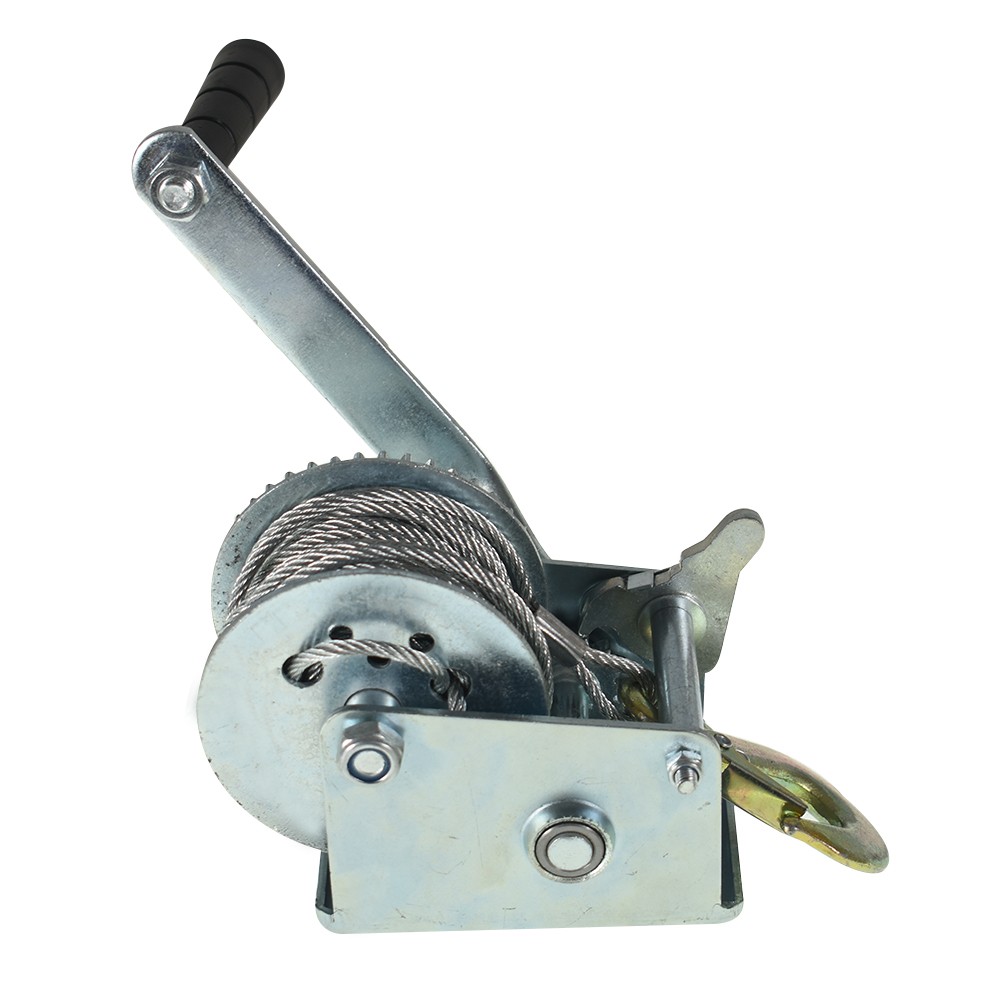 800lbs Hand Winch Hand Crank Strap Gear Winch ATV Boat Trailer With 26ft Cable