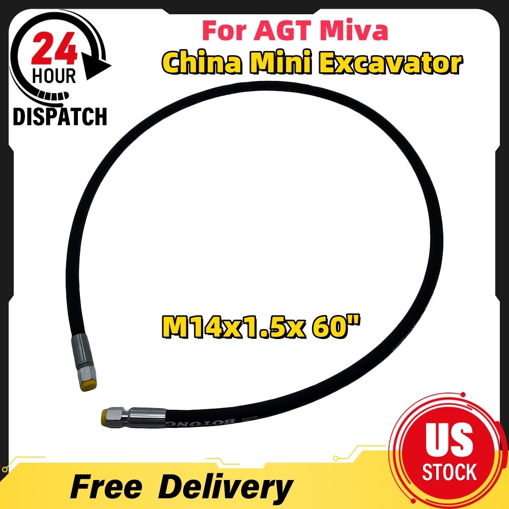 Hydraulic Hose Both Ends Straight For AGT Miva China Mini Excavator M14x1.5x 60″
