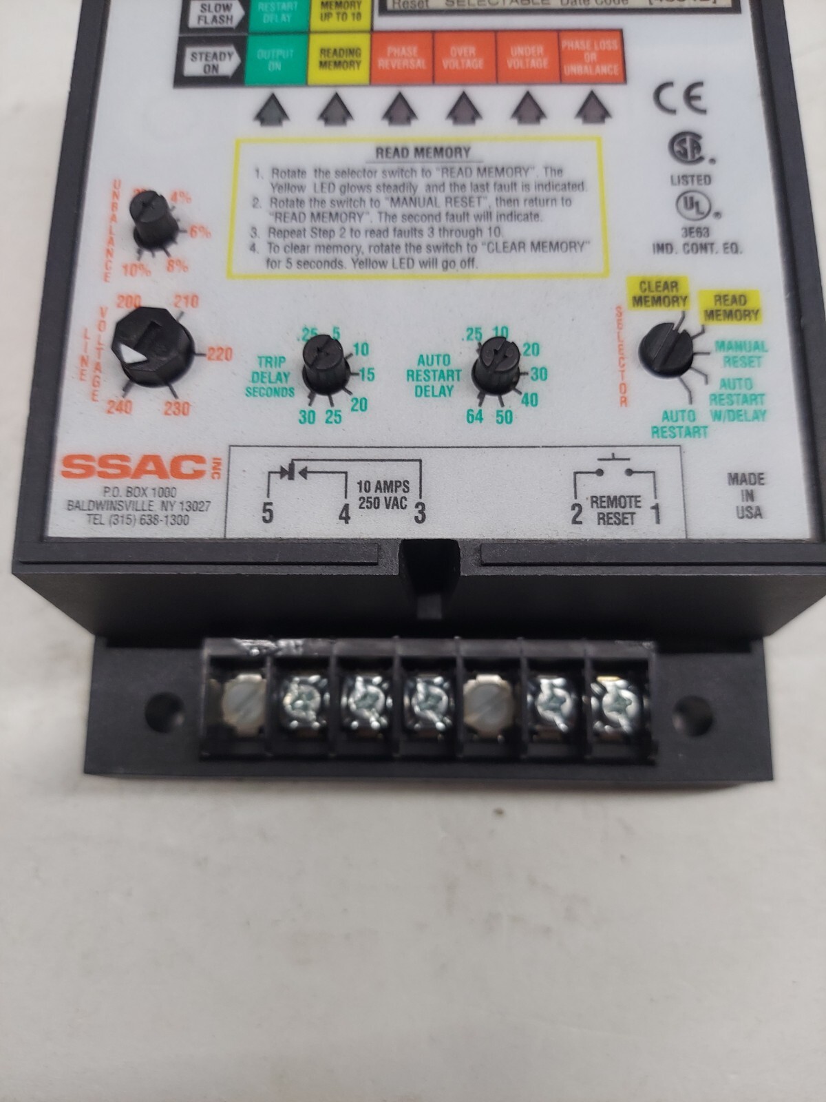 WVM611AL SSAC ENTRELEC Voltage Monitor 200-240VAC Trip Delay 0.25-30 SEC. New