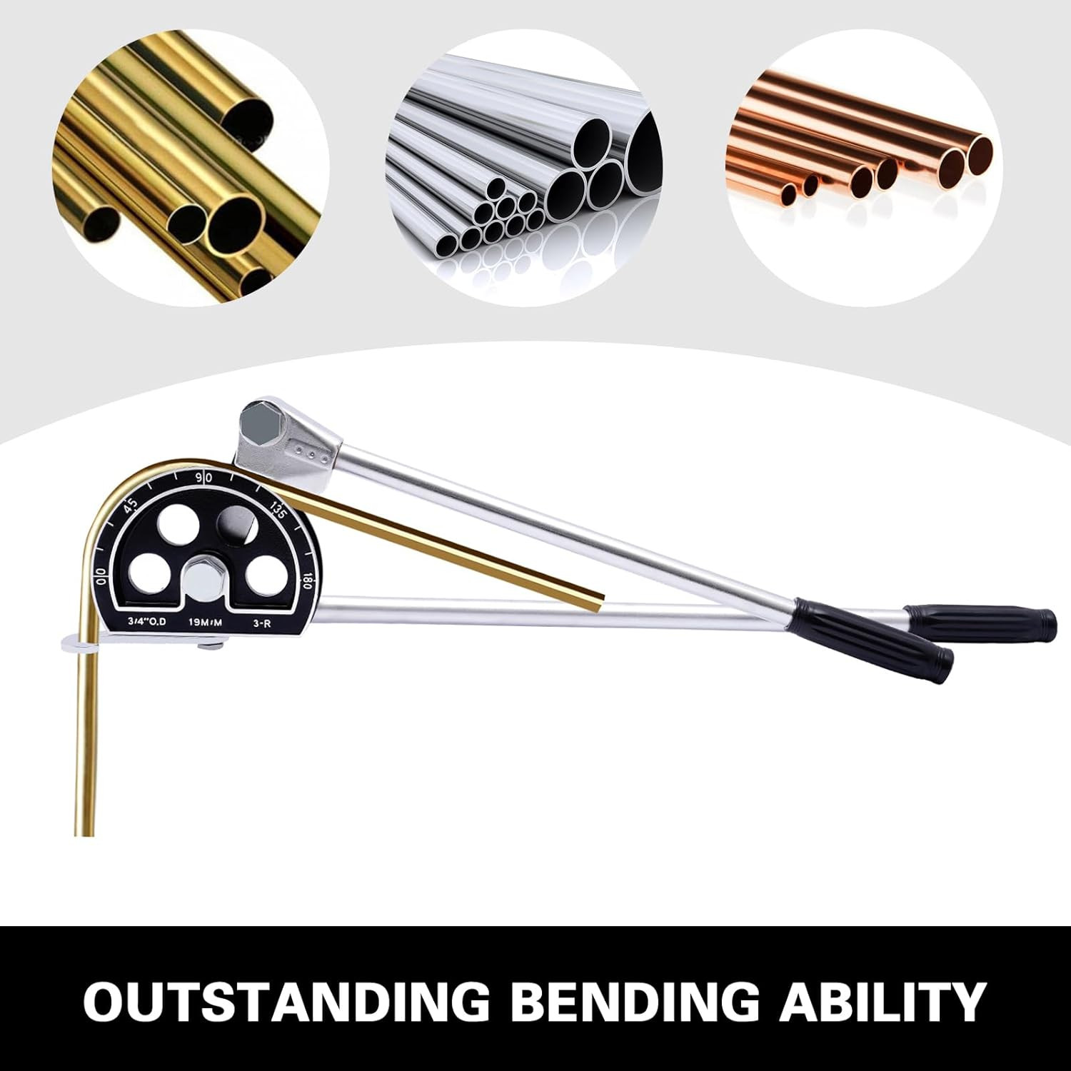 Tube Bender 3/4 Inch OD Pipe Bending Capacity 180 Degrees Manual Bending with A