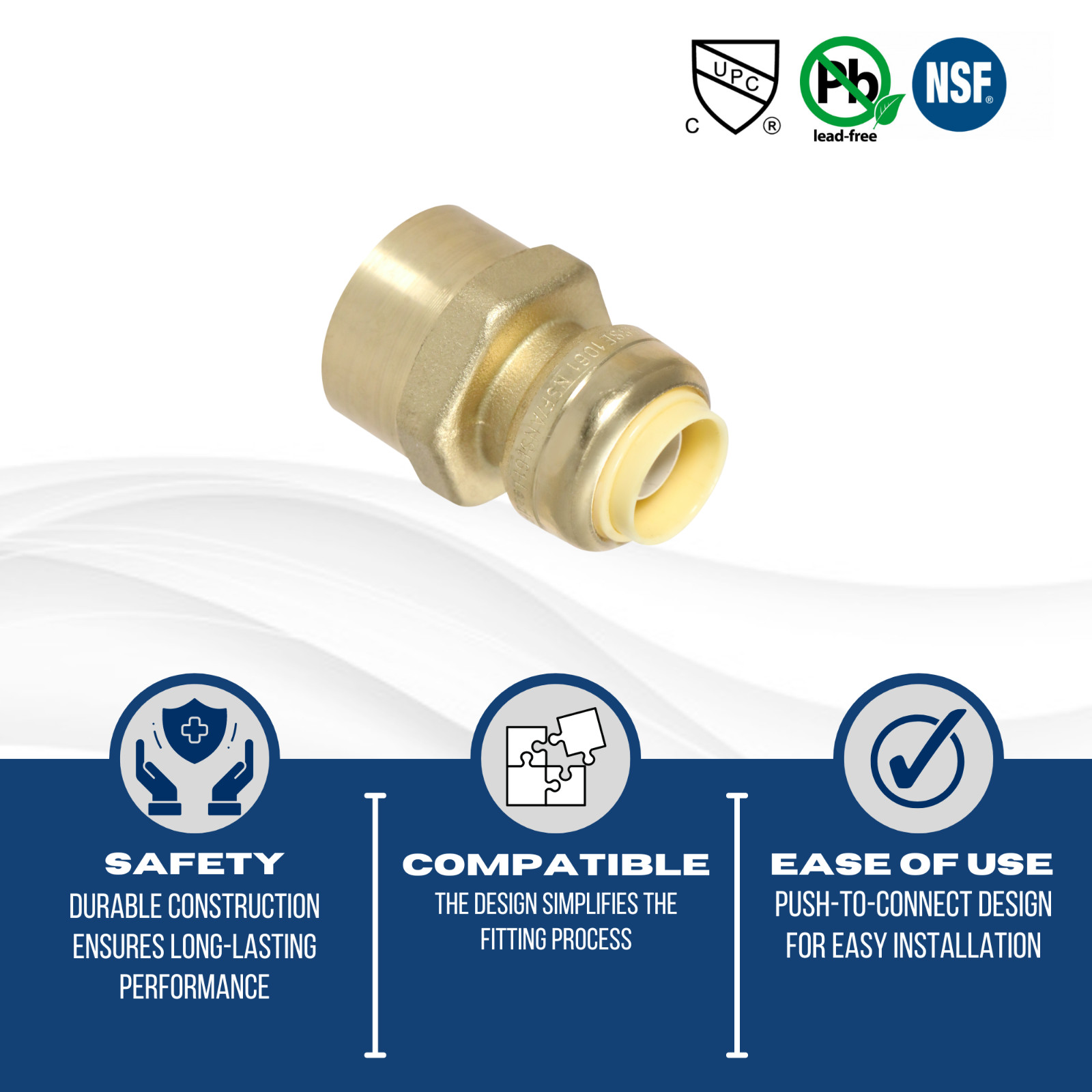 1 PIECE 1/2″ PUSH FIT X 3/4″ FNPT FEMALE THREADED ADAPTER