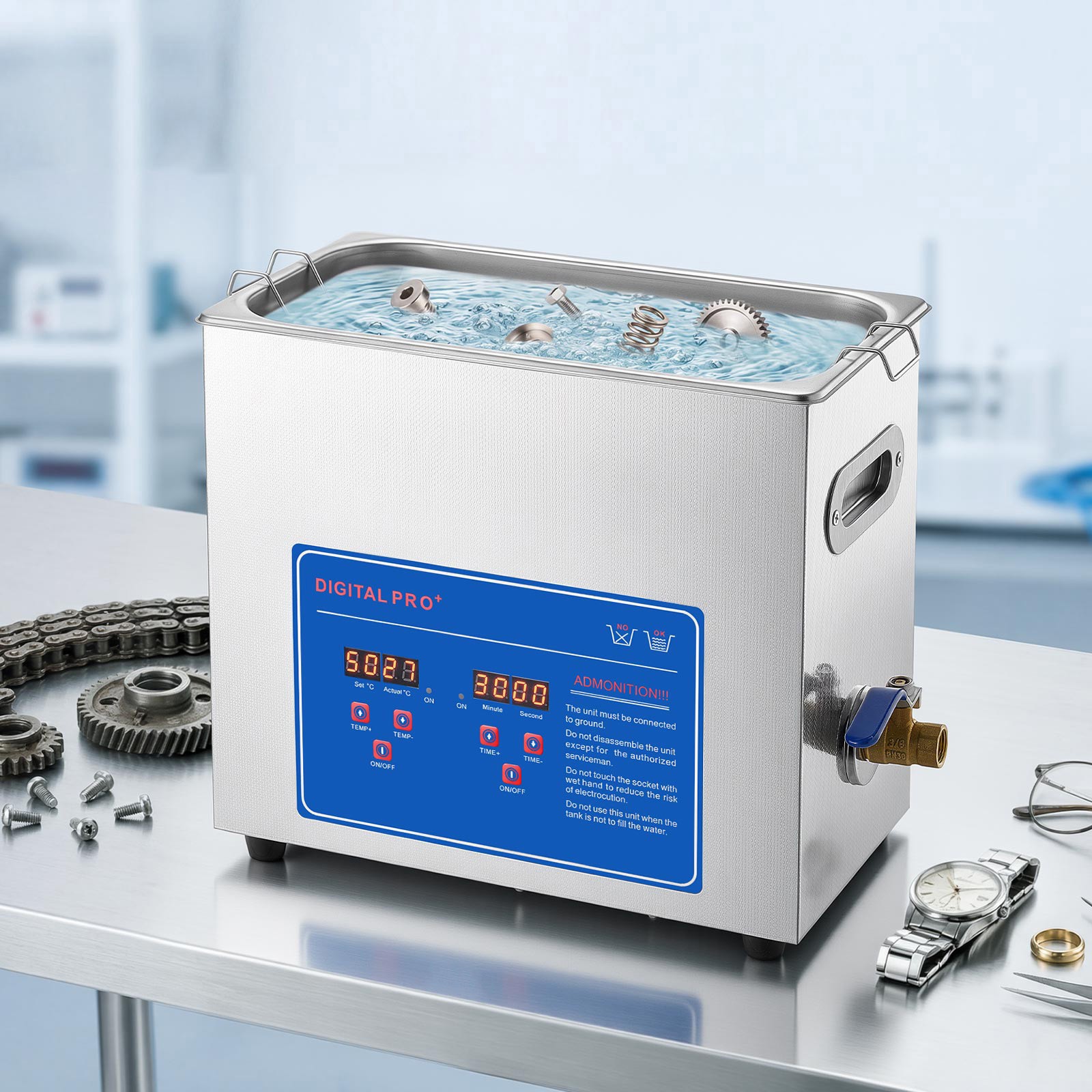 Uimoso 6L Ultrasonic Cleaner 40kHz for Cleaning Jewelry and Small Parts