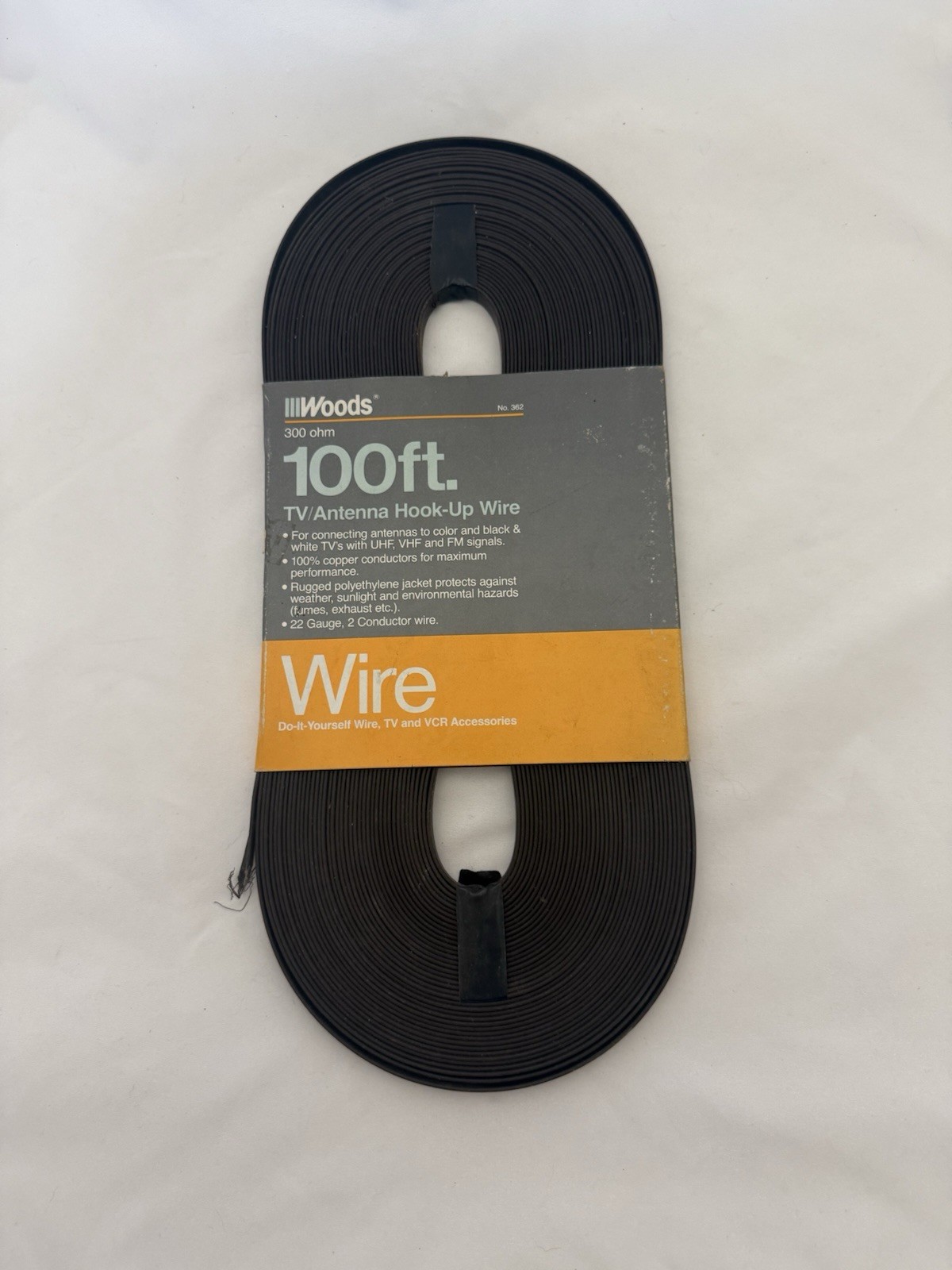Wood 100 foot tv antennae hook up wire 300 Ohm 22 Gauge 2 Conductor Wire
