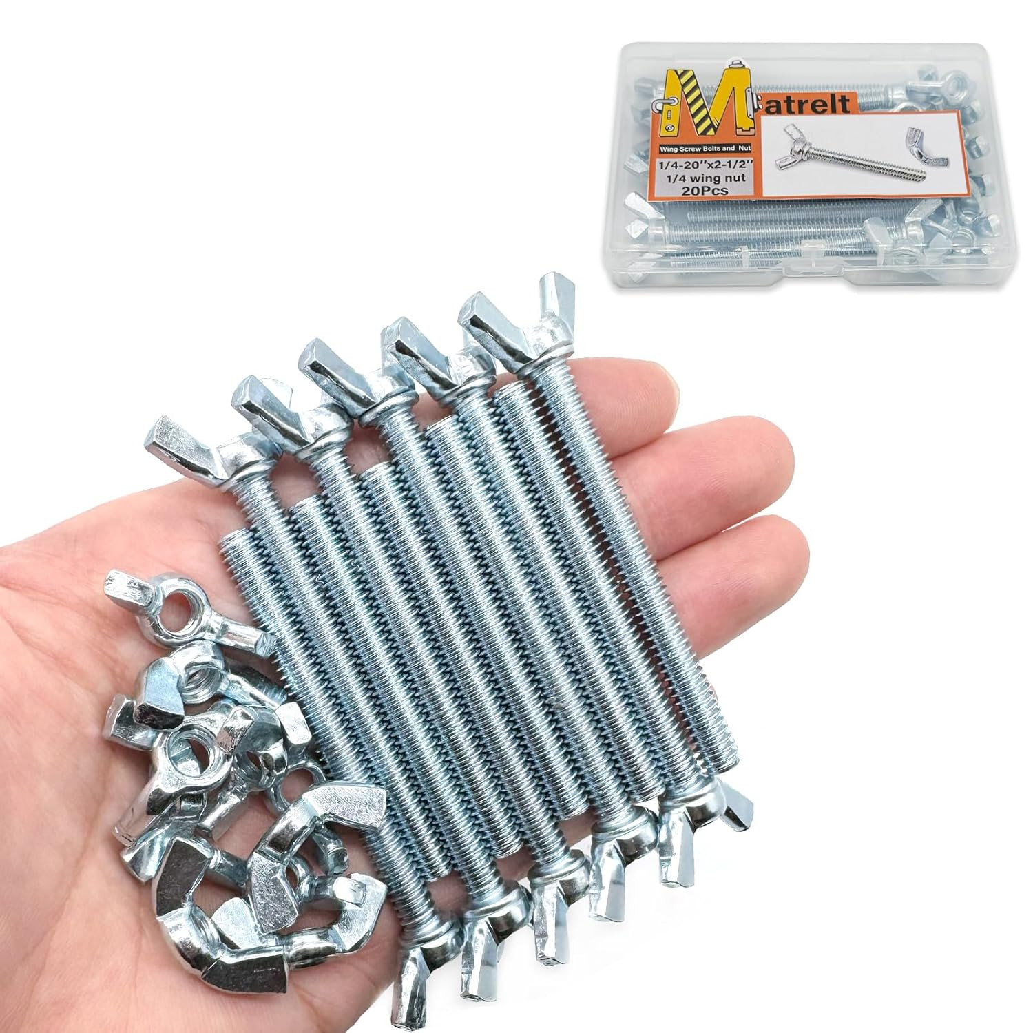20 Pcs 1/4-20 x2-1/2 Wing Screw Bolts and Wing Nut Kit Butterfly Screws and Nut