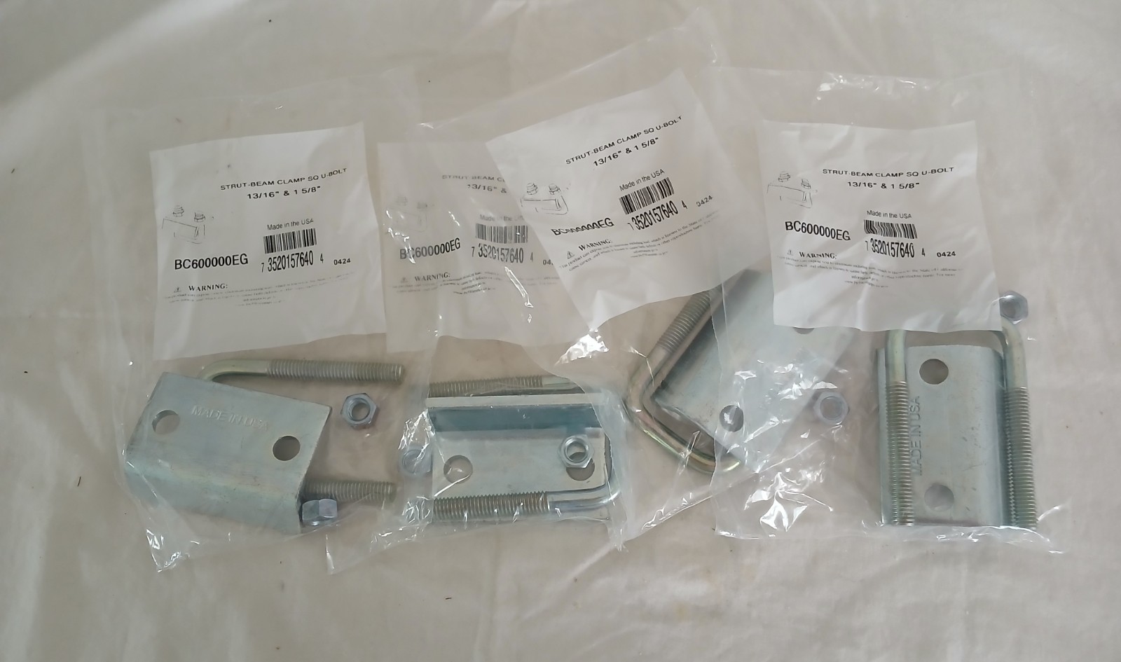 Strut to Beam Clamp Square U-Bolt. 13/16″ x 1-5/8″ BC600000EG. NEW. Ships Free