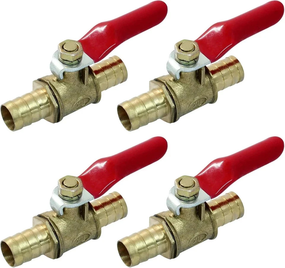 3/8 Inch Brass Mini Shut Off Ball Barb Valve for Water Fuel Hose Gas Line Rv Air