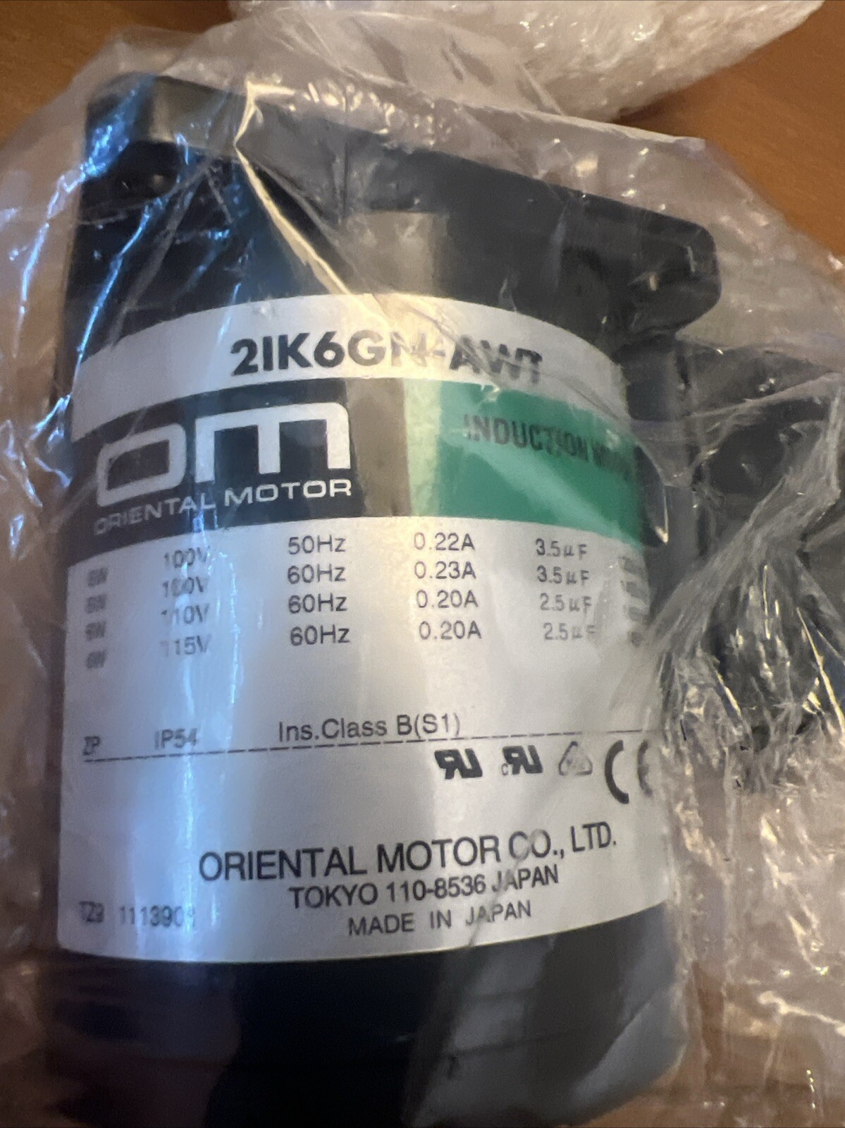 🔥ORIENTALMOTOR 2IK6GN-AWTU INDUCTION MOTOR 100/115V 1450RPM, New, Free Ship🇺🇸