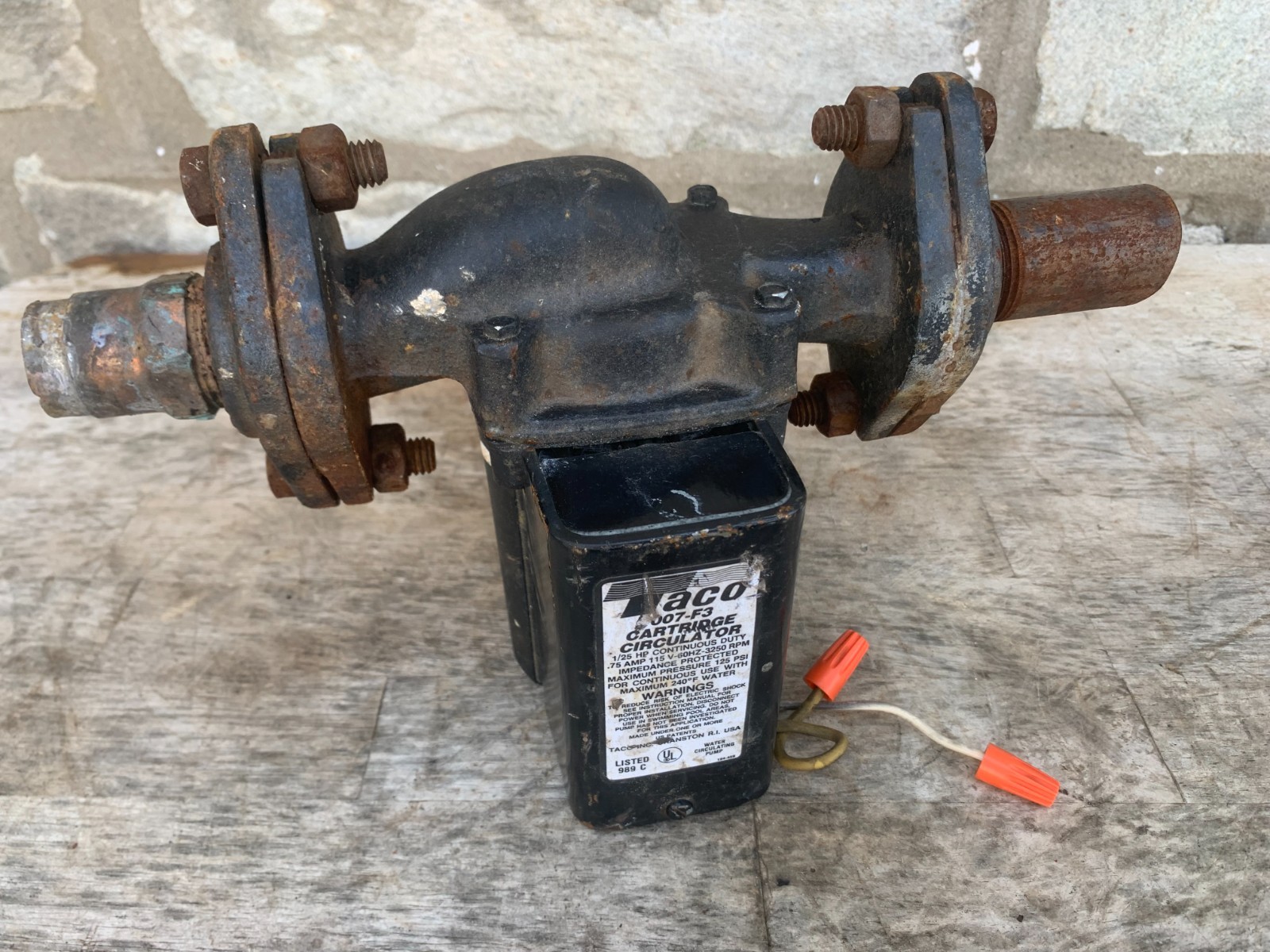 Taco 007-F5 Cartridge Circulator Pump 1/25 Hp .71 Amp 3250 Rpm WROKS USA Made