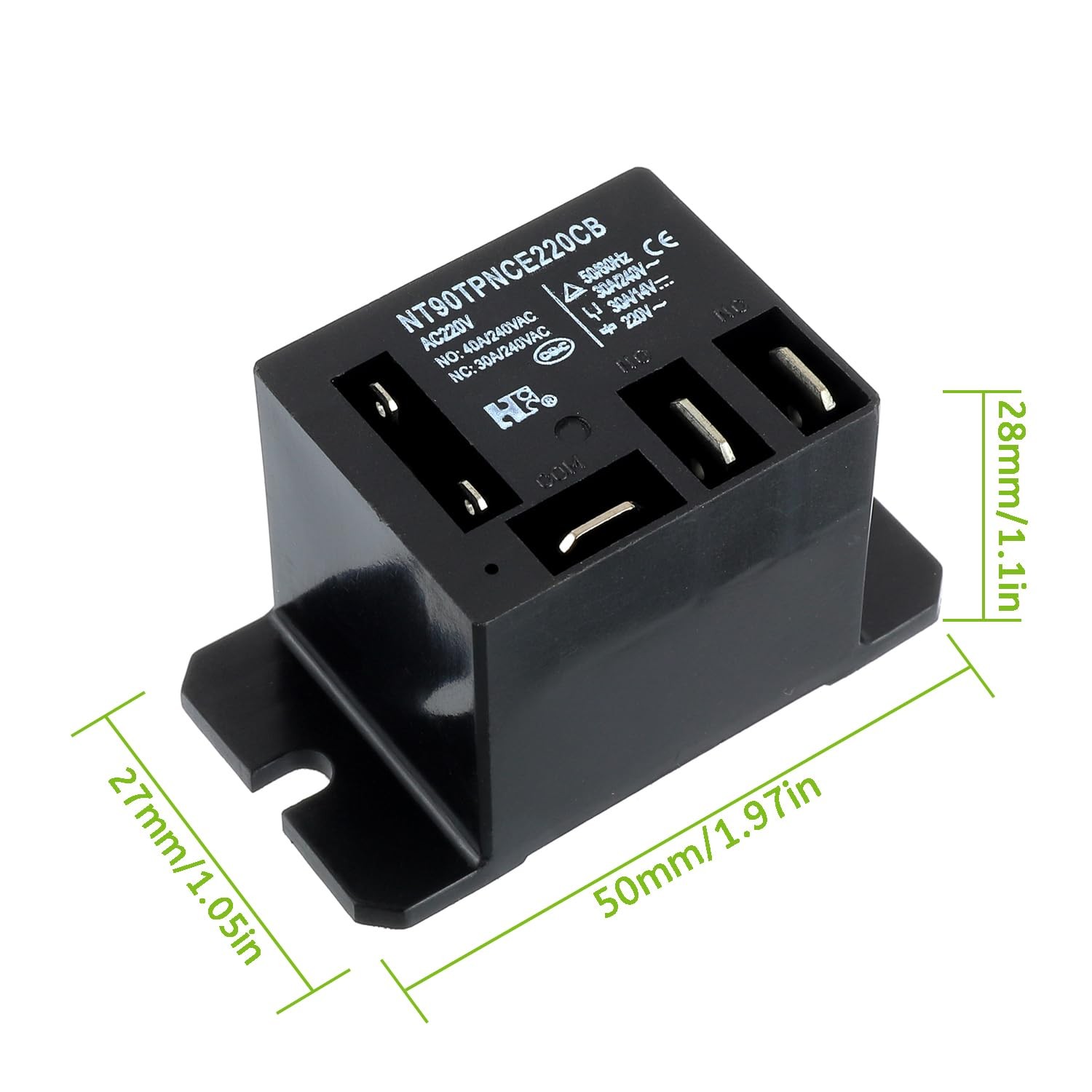NT90-AC220-10X Power Relay AC 220V Coil 220 VAC 30A 40A SPDT(1NO 1NC) with Fl…