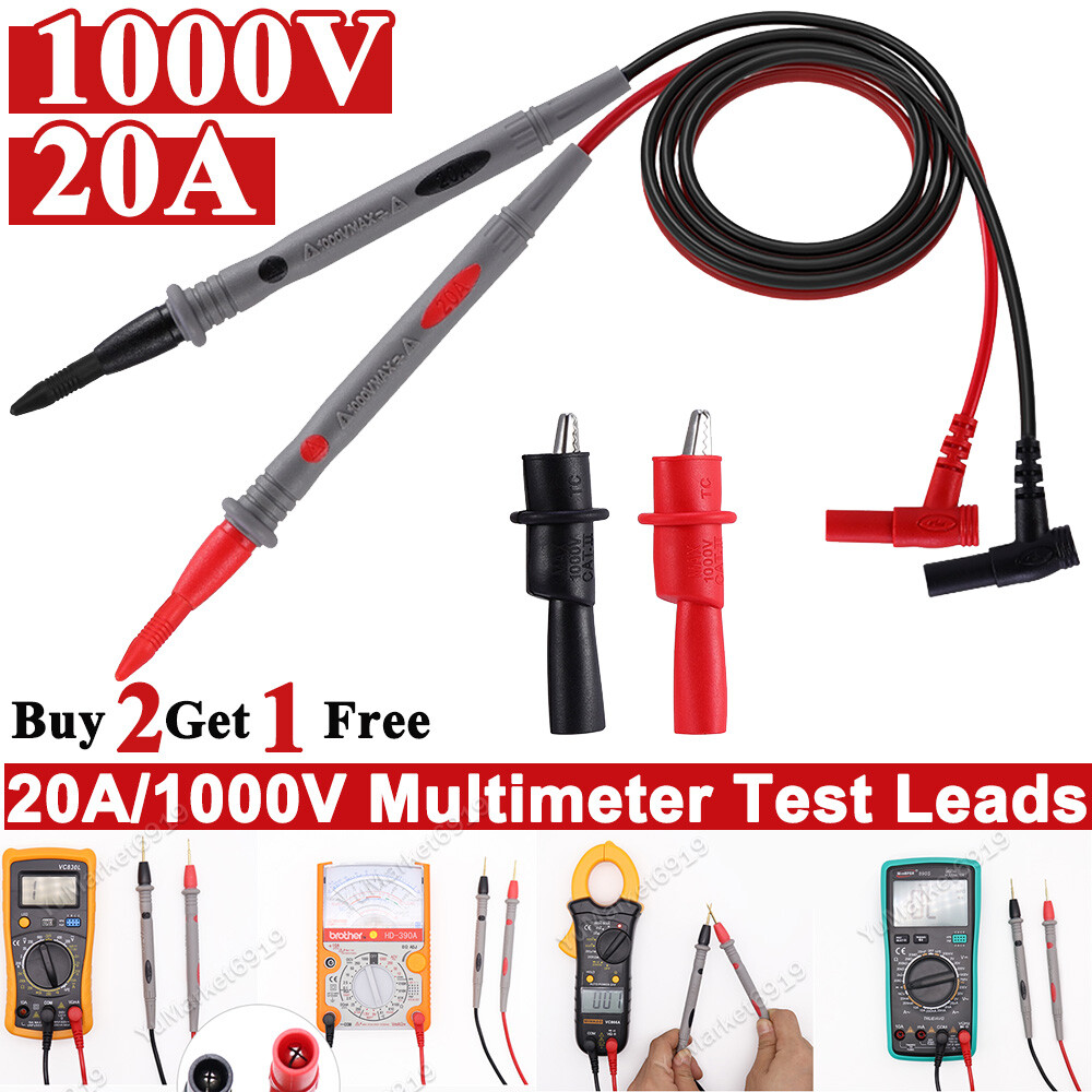 1 Pair Test Lead Probe cable for Digital Multimeter Fluke CAT III 1000V 20A 0.8M
