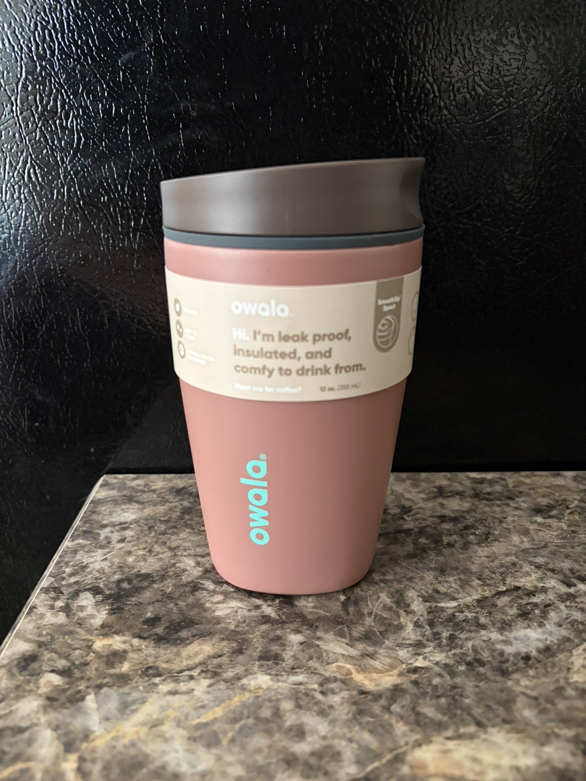 Owala SmoothSip Slider Insulated Stainless Steel Coffee 12 Ounces, Cozy Cocoa