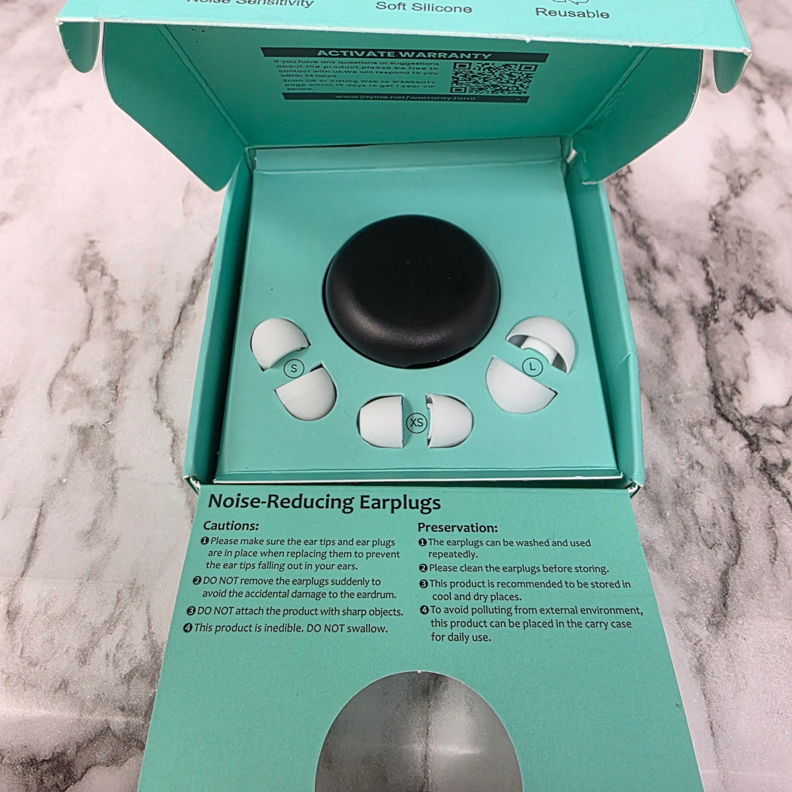 Jayine Noise Reduction Reusable Ear Plugs Light Gray/White Open Box Complete