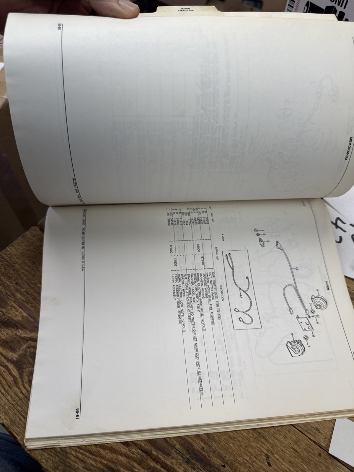JOHN DEERE JD PARTS LIST BOOK MANUAL CATALOG JD500 TRACTOR PC-860 1978