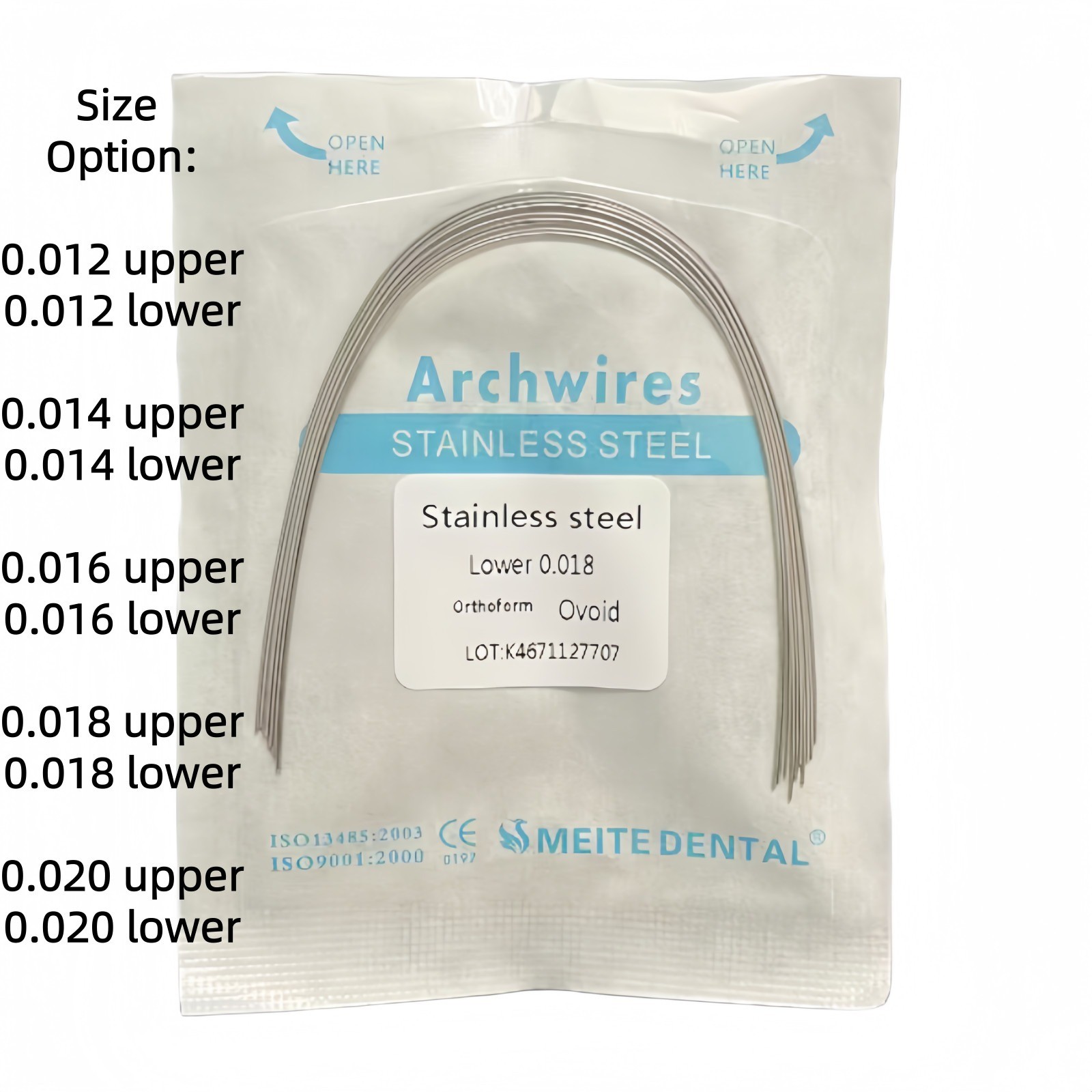Dental Ortho Arch Wire NiTi Stainless Steel Ovoid/Natural Round Rectangular Wire