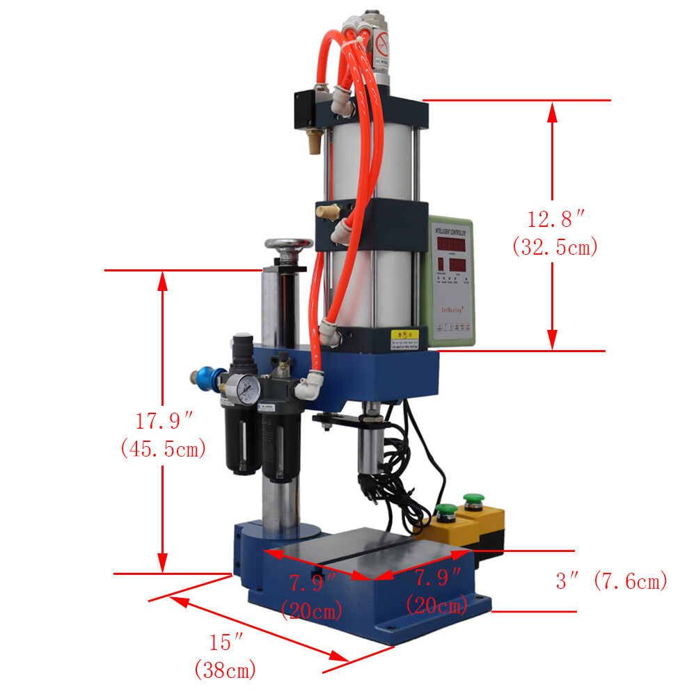 2205lbs/1000kg Pneumatic Punch Press Machine Adjustable Cylinder Stroke 2Buttons