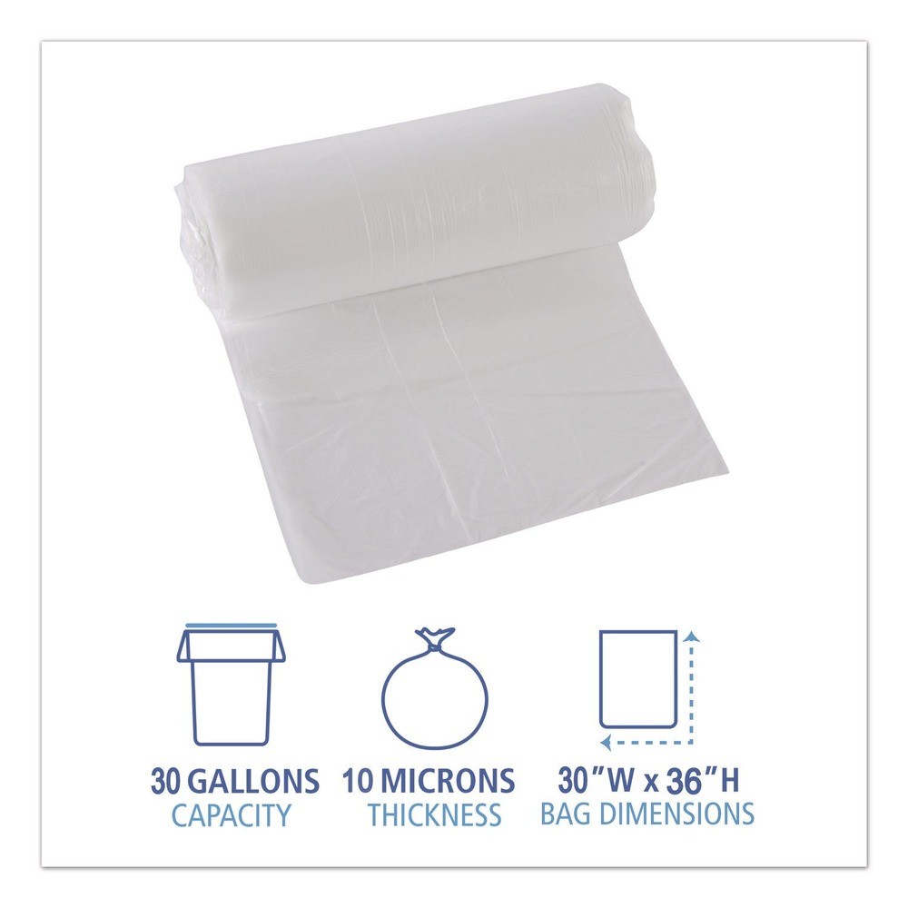 GEN 303613 30-gal. 10 mics Can Liners – Natural (25 Bags/RL, 20 RL/CT) New